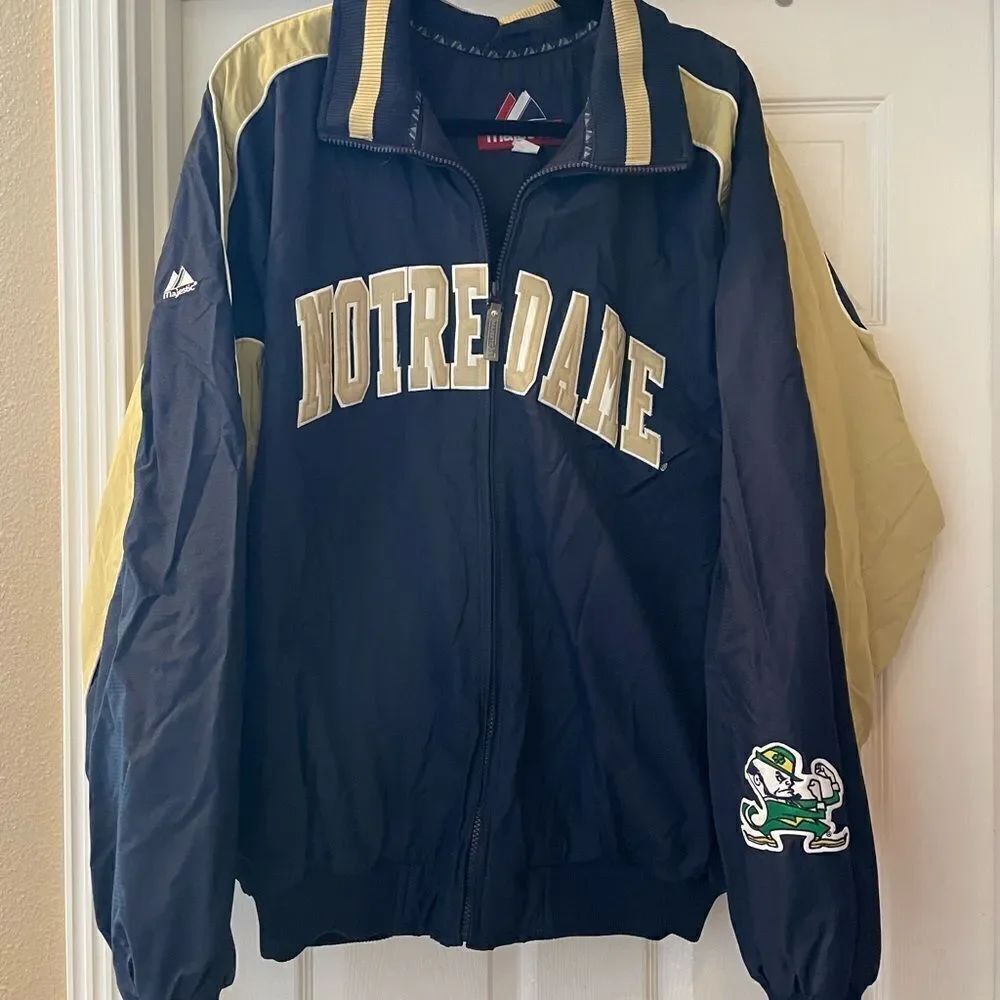Majestic Vintage Notre Dame Puffer Jersey Jacket Mens XXL